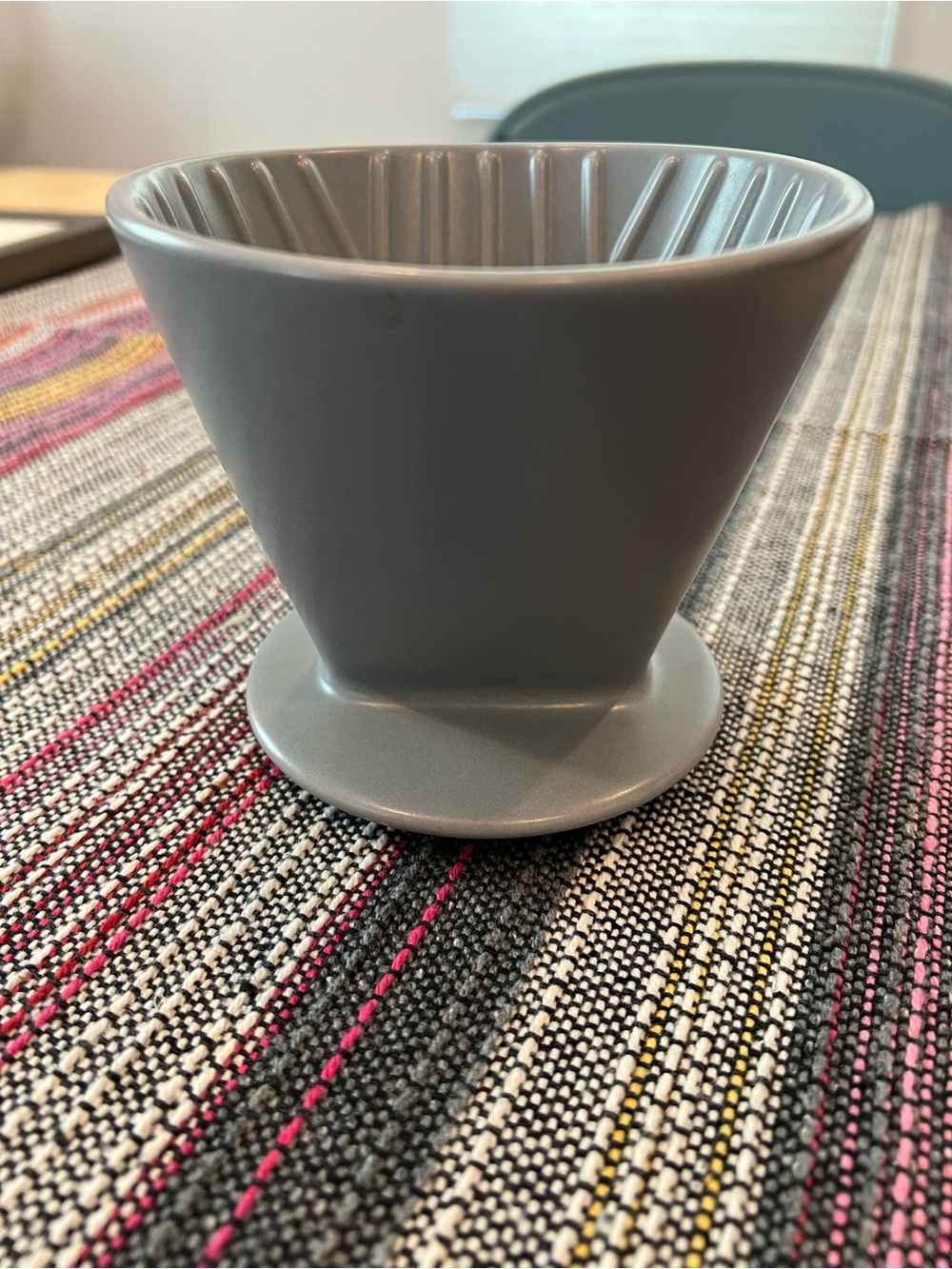 Crate and Barrel Gray Ceramic Coffee Dripper - Classic Pour-Over Brewer